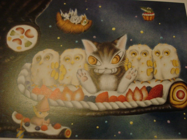 Dayan on a cake with merengue owls
